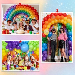Balloons Assorted Colors 100 Pack 12 Inch Colorful Rainbow Round Bright Latex…
