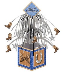 Blue Bandana Cowboy Western Theme Birthday Party Decoration Cascade Centerpiece
