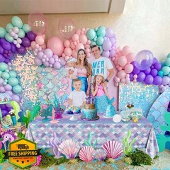 XJLANTTE 2 Pcs Mermaid Tablecloths, Birthday Table Covers, Rectangular Ocean …
