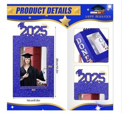 Graduation Table Photo Centerpieces 4 Boxes Blue 2025 w/lights