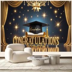 Polyester Graduation Banner for School Celebrations & Events Decorative Backdrop