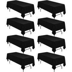 Teruntrue 8 Pack Black Tablecloths for 8 Foot Rectangle Tables 60 x126 inch,Poly