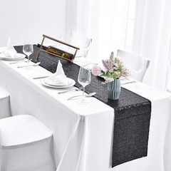 2 Packs 12 x 108 inches Black Sequin Table Runner Glitter for Wedding Birthday