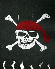 2 PCS 3ft x 2.5ft Weathered Linen Pirate Flag Halloween Party Room Decor