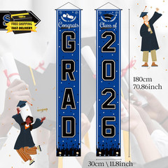 Graduation Decorations 2026 – Blue Congrats Grad Porch Banner for Graduation Par