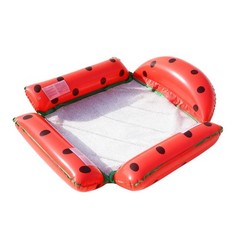 Inflatable Pool Float with Mesh Bottom, Watermelon Design, 4 Tube Floating Ha…