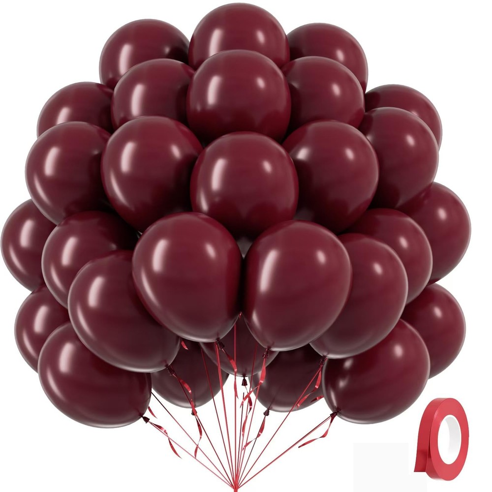 Burgundy Balloons 12 inch Maroon Balloons 50pcs Party Balloons for Birthday