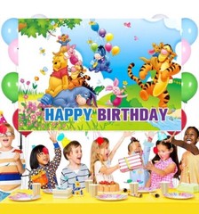 Winnie The Pooh Theme Birthday Party Decorate, 5×3.5ft Happy Birthday Backdrop