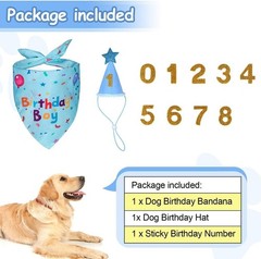 Comfortable Cotton Dog Birthday Outfit: Adjustable Hat & Double-Sided Bandana