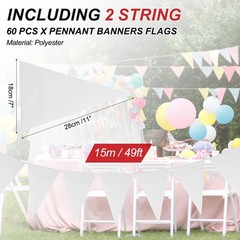Pennant Banner Flags 100ft, 60 Pcs String Hanging Triangle Bunting DIY Flags …