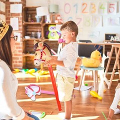 4 Pieces Inflatable Stick Horse with Air Pump Inflatable Horse Head Stick Bal…