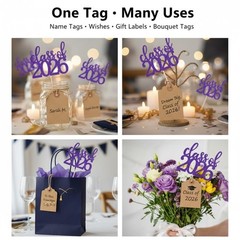 12 Pack Double Sided Graduation Centerpiece Sticks, Blank Kraft Tags & Twine – C