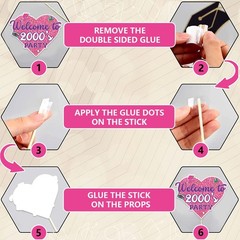 Y2K & 2000s Party Decorations Photo Booth Props Kit, Pink & Purple, Cardboard…