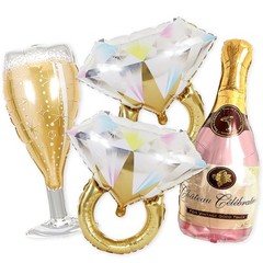 Gold Ring & Champagne Bottle Balloons Bachelorette Bridal Shower Decor
