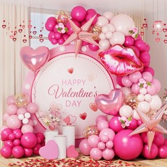 Valentines Balloon Arch Garland Kit Pink Heart Star Foil Balloons Party Supplies