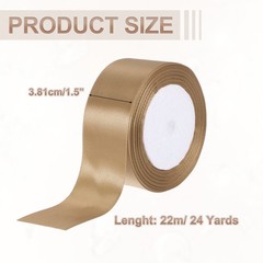 1.5 Inches x 24 Yards Satin Ribbon Roll Gift Wrapping Ribbon, Khaki