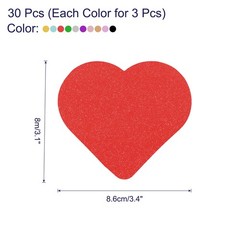 30 Pack Heart Cutouts Paper Bulletin Board Decorations Multi-Color 3.4×3.1 In…