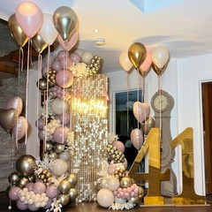 White Pink Gold Balloons Set, 12 Inch Double Stuffed Pearl White Pink White