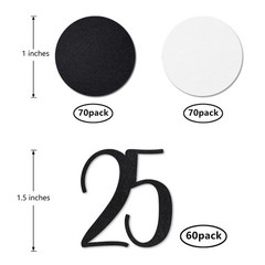 200 PCS Black Glitter Number 25 Confetti 25th Birthday Anniversary Table Decor