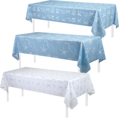 3 Pcs Blue Bow Starfish Seashell Tablecloth Ocean Coastal Nautical Beach Party D