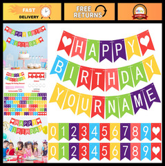 «124 Pcs DIY Glitter Letter Banner – Customizable Birthday Party Decor, Reusable