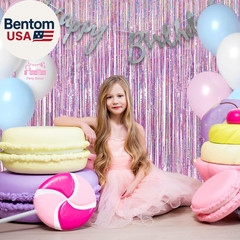 Pink Tinsel Curtain Party Backdrop – Foil Fringe Curtain Lilac Pink Party Strea