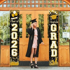 Congrats Grad! Stunning Black and Gold 2026 Graduation Banners for All Occasions