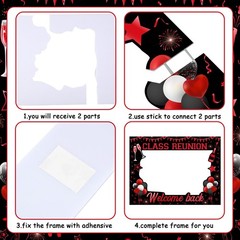 Class Reunion Photo Booth Frame Prop 23.6×31.5 Inch Red Black Welcome Party