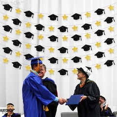 Graduation Cap Garland – 10 Feet, No DIY | Grad Garland Class of 2026, Black and
