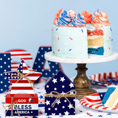 8 Pcs 4Th of July Table Decorations Wooden Patriotic Decorations 4Th of July Tie