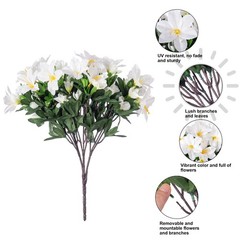 Artificial Flowers for Outdoors, 3 Bundles Fake Silk Azalea Bouquet Faux Flow…