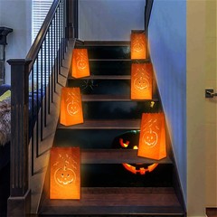 24 Pack Halloween Luminary Bags MoistureProof Orange Tea Light Candle