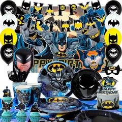 115 Pcs Batman Party Decorations Tableware Set Masks Plates Balloon Cups Napkins