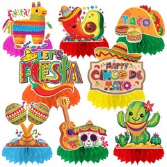 8 PCS Cinco De Mayo Party Decorations Mexican Fiesta Table Honeycomb Decor