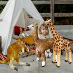 Jet Creations Inflatable Kangaroo Giraffe Alpaca3 Pack Safari Birthday Party Toy