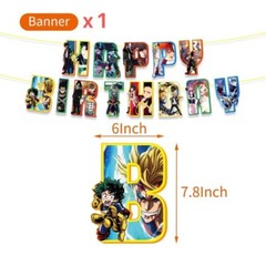 My Hero Academia Theme Birthday Party Decorate , Balloon Banner Cake Toppers Set