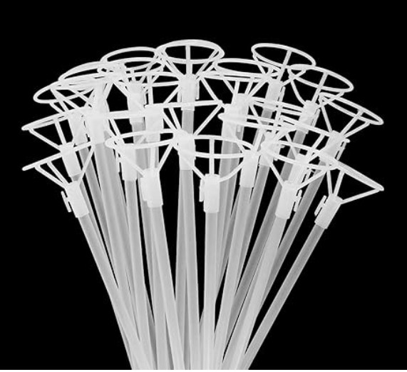 50 pcs Ballon Sticks With Cups clear ,Balloon Holder Stick Stand 27 inches Large