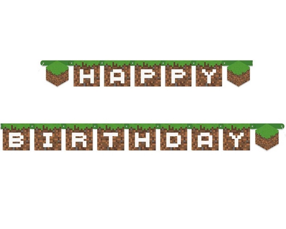 Minecraft Happy Birthday Party Supplies Banner New! Gamer, Movie, Boy, Girl