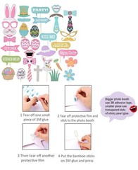 Happy Easter Day Rabbits Eggs Party Decorations Banner, 35 pcs Photo Props
