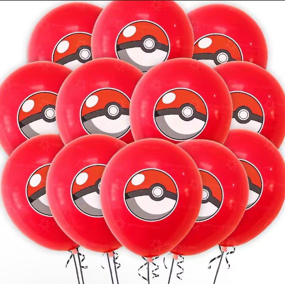 24pcs Pokemon Balloons Birthday Pikachu Costume Party Supplies Pokeball