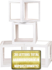 Baby Boxes with 30 PCS Letters, 4 Transparent Balloon Boxes for Gender Reveal