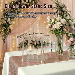 2 PCS 10 Inch Acrylic Crystal Wedding Centerpiece Clear Flower Stand Column
