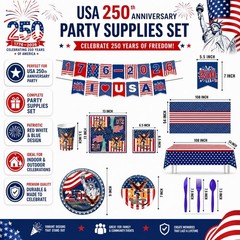 87PCS 250th Anniversary Party Decorations Set, 4th of July & Memorial Day Suppli