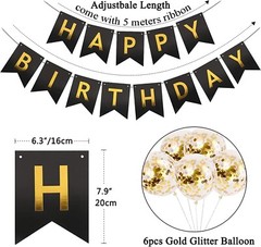 Black Gold Birthday Decorations Set Birthday Banner Party Confetti Balloons