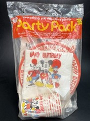 Vintage Disney Mickey Mouse Party Pack Paper Plates Table Cover Napkins Cups NEW