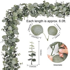 4 Packs 6FT Artificial Eucalyptus Garland, Faux Greenery Garland Hanging Fake