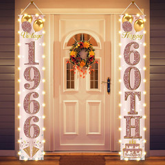 60Th Birthday Party Banner Lighted Decorations for Women-Pink Rose Gold Vintage