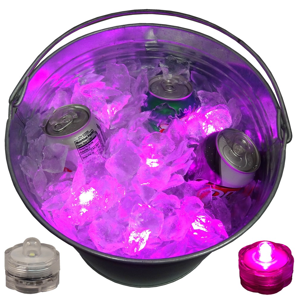 WOW Sick Rave Beer Ice Bucket Bright Glow LED Lights Submersible Party 12 Pink