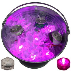 WOW Sick Rave Beer Ice Bucket Bright Glow LED Lights Submersible Party 12 Pink