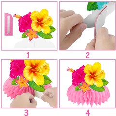 12 PCS Hawaiian Tropical Honeycomb Centerpieces Hibiscus Flower Luau Party
